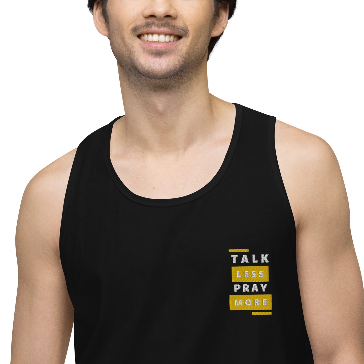 Talk Less Pray More Men’s premium tank top