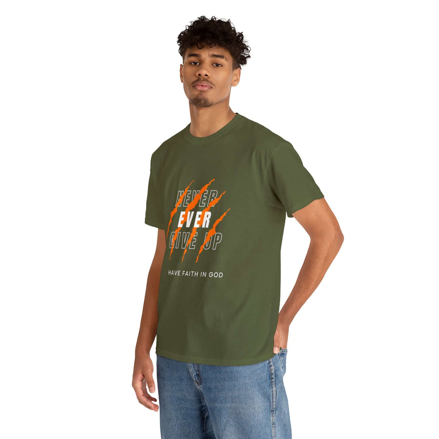 Never Give Up Faith-Inspired Cotton Tee