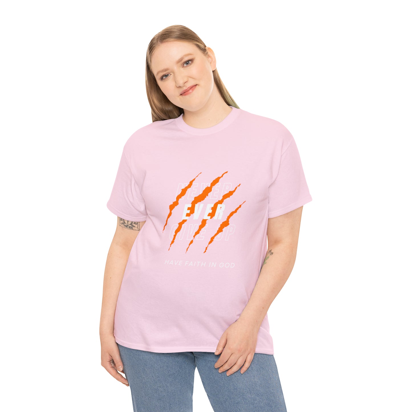 Never Give Up Faith-Inspired Cotton Tee