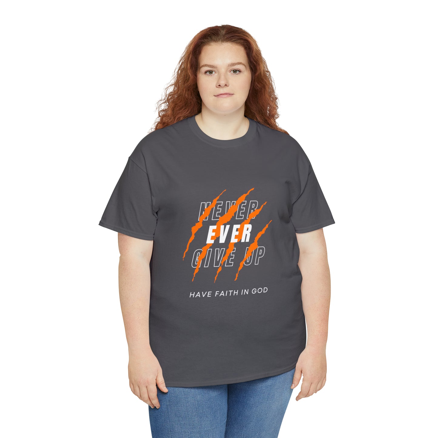 Never Give Up Faith-Inspired Cotton Tee