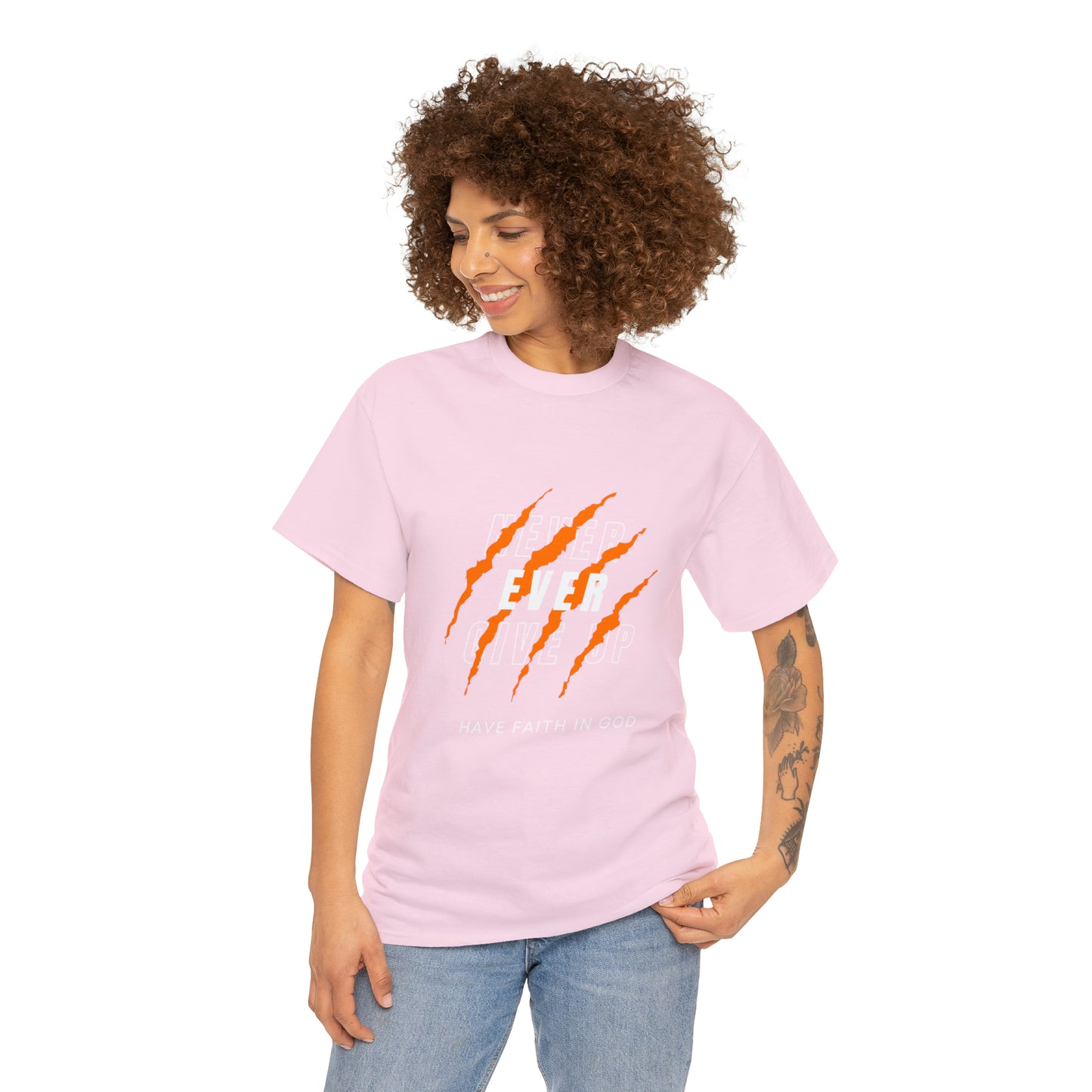 Never Give Up Faith-Inspired Cotton Tee