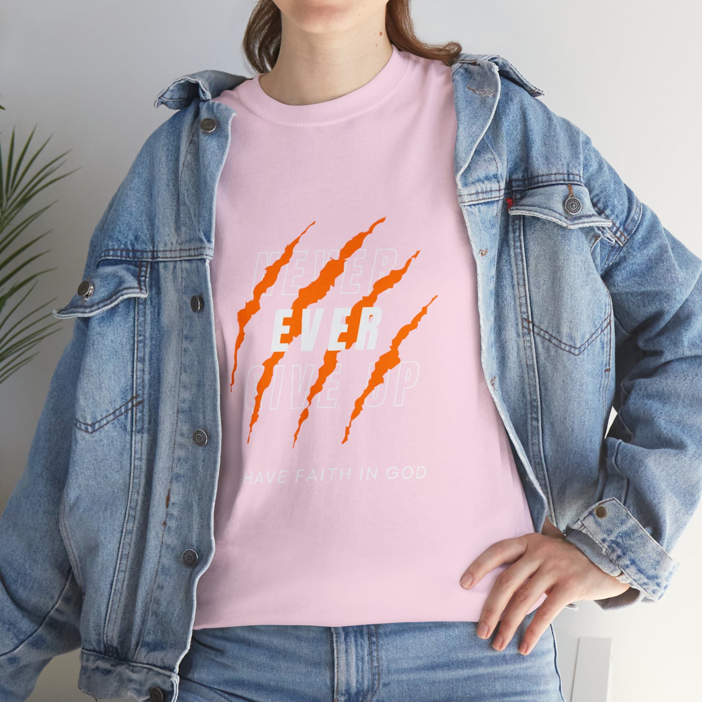 Never Give Up Faith-Inspired Cotton Tee