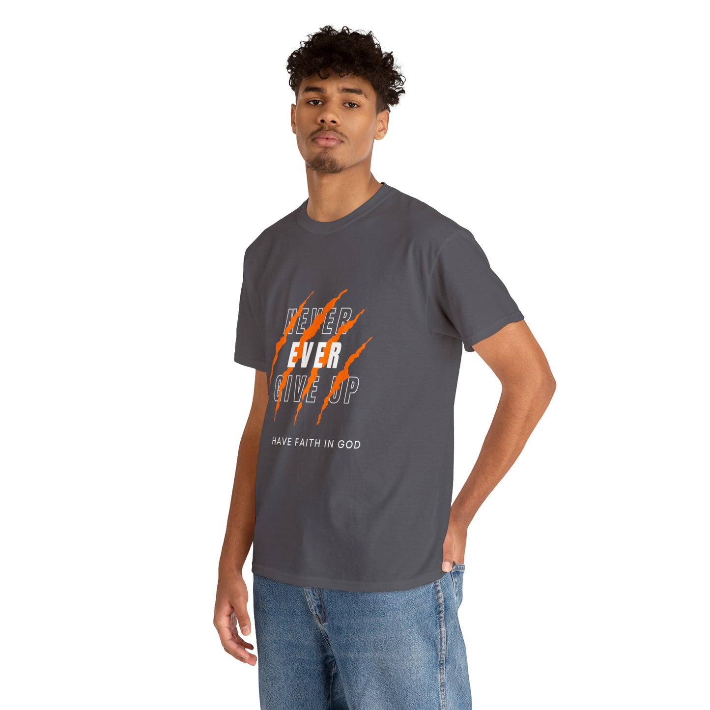 Never Give Up Faith-Inspired Cotton Tee