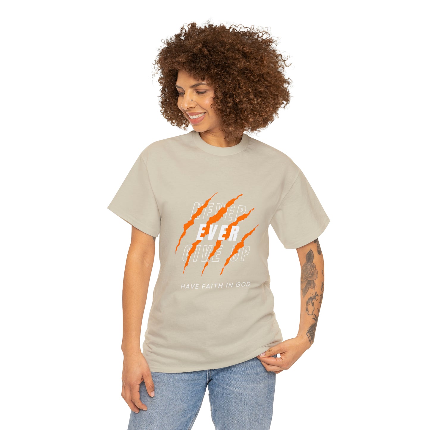 Never Give Up Faith-Inspired Cotton Tee