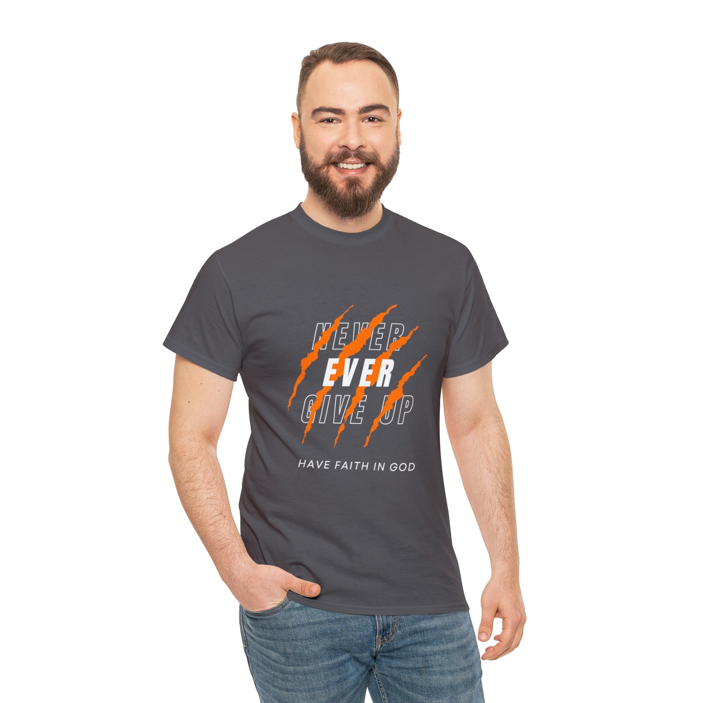 Never Give Up Faith-Inspired Cotton Tee