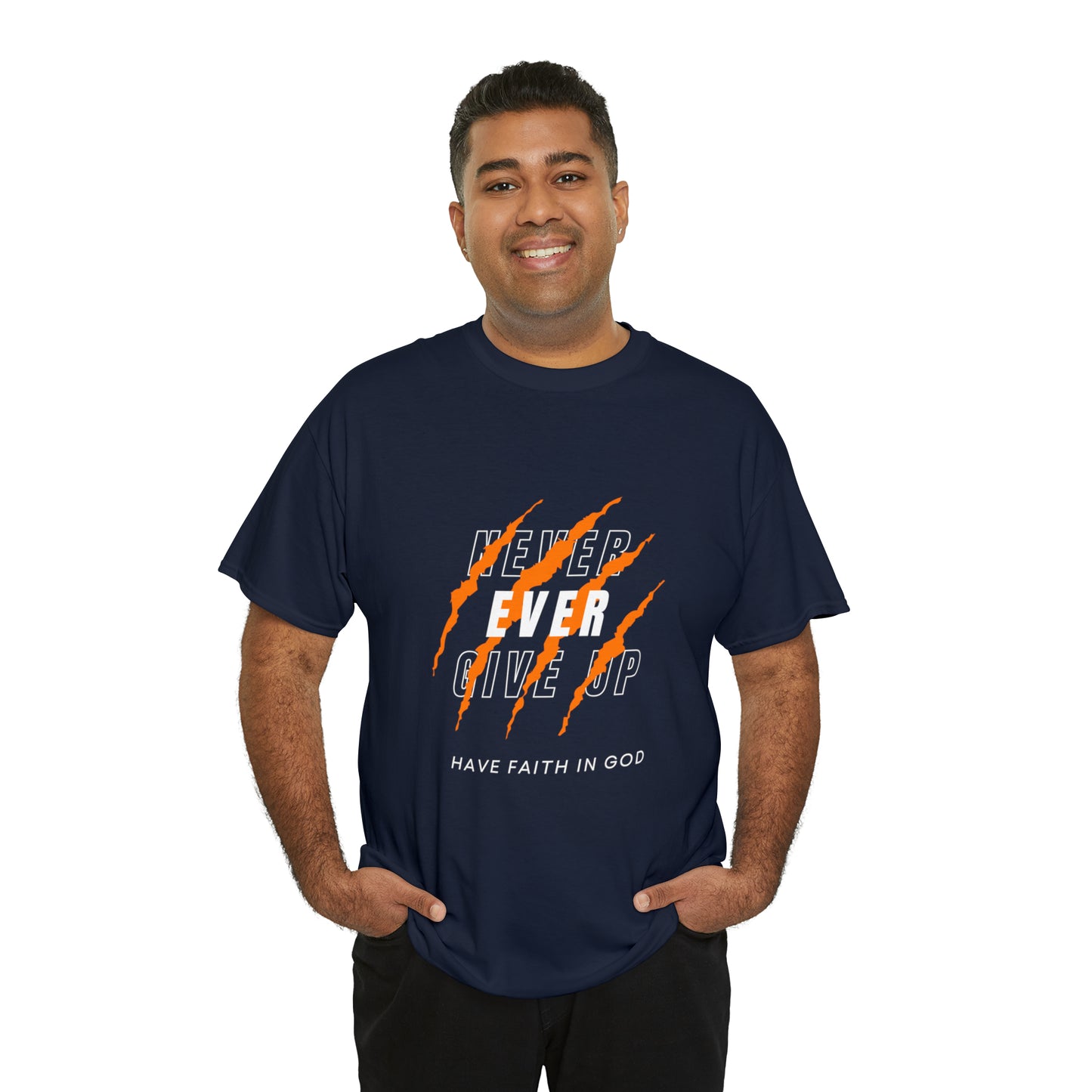 Never Give Up Faith-Inspired Cotton Tee