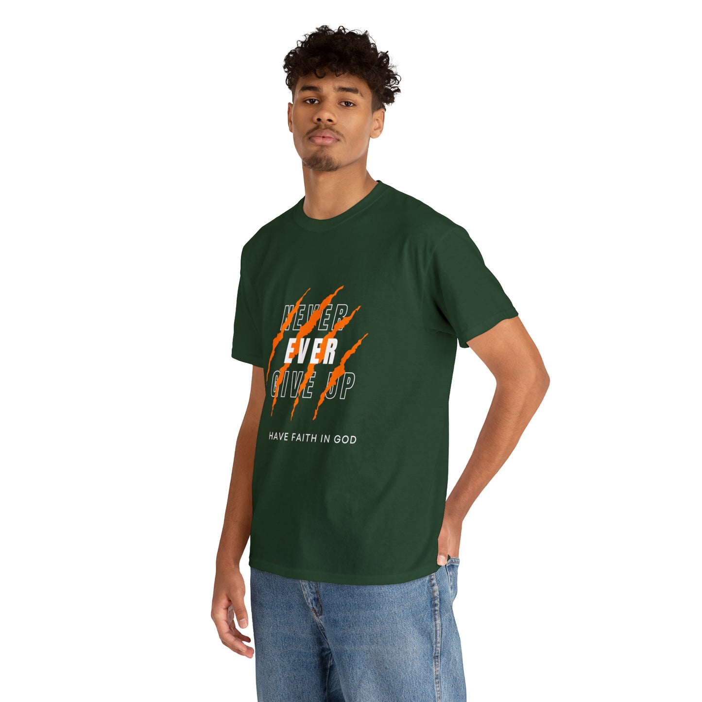 Never Give Up Faith-Inspired Cotton Tee