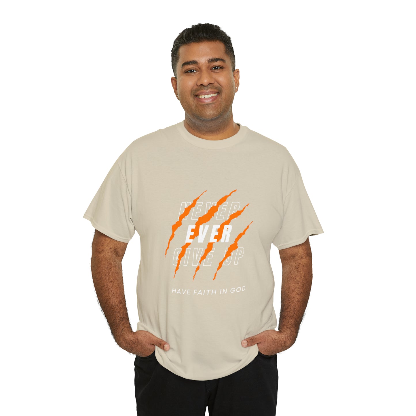 Never Give Up Faith-Inspired Cotton Tee