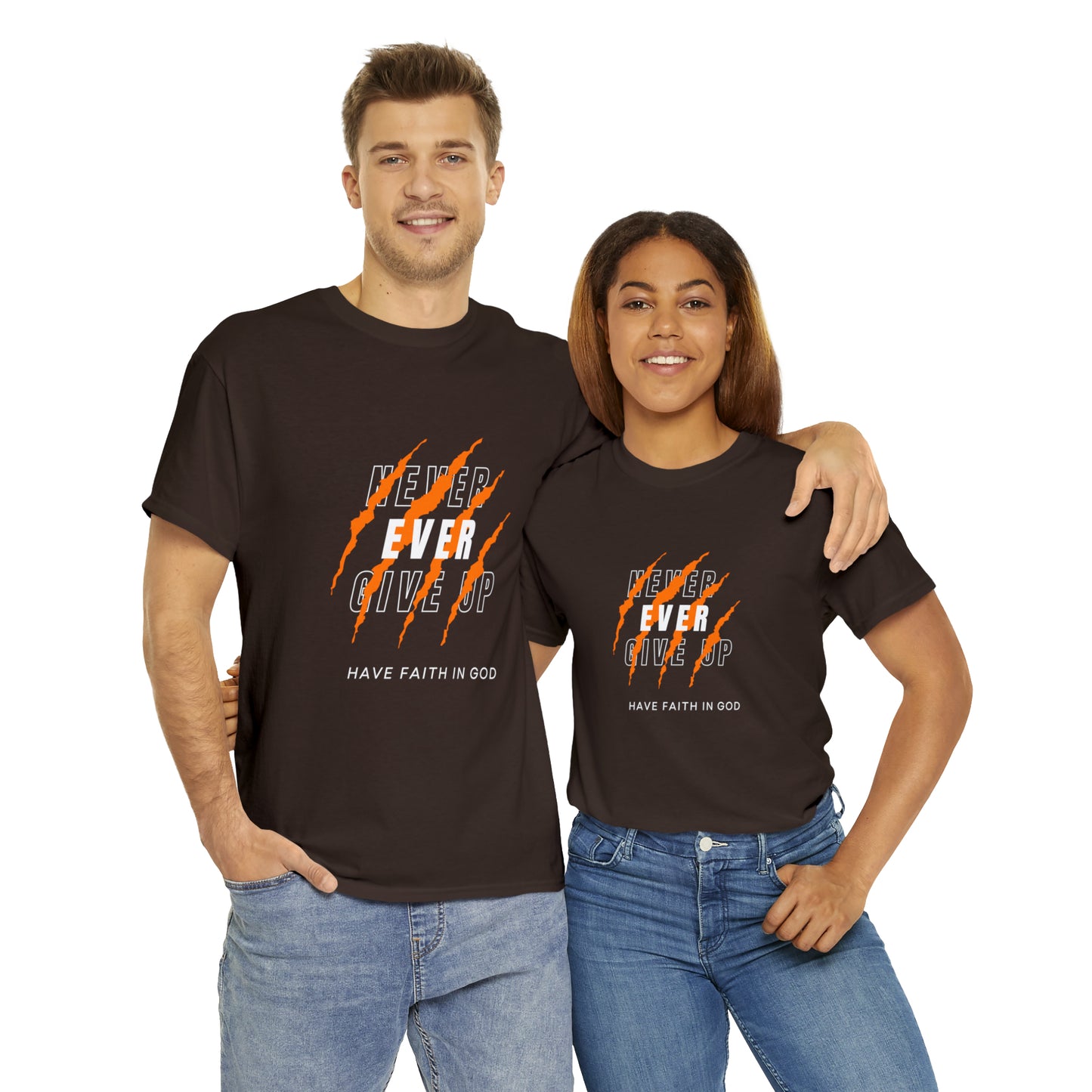 Never Give Up Faith-Inspired Cotton Tee