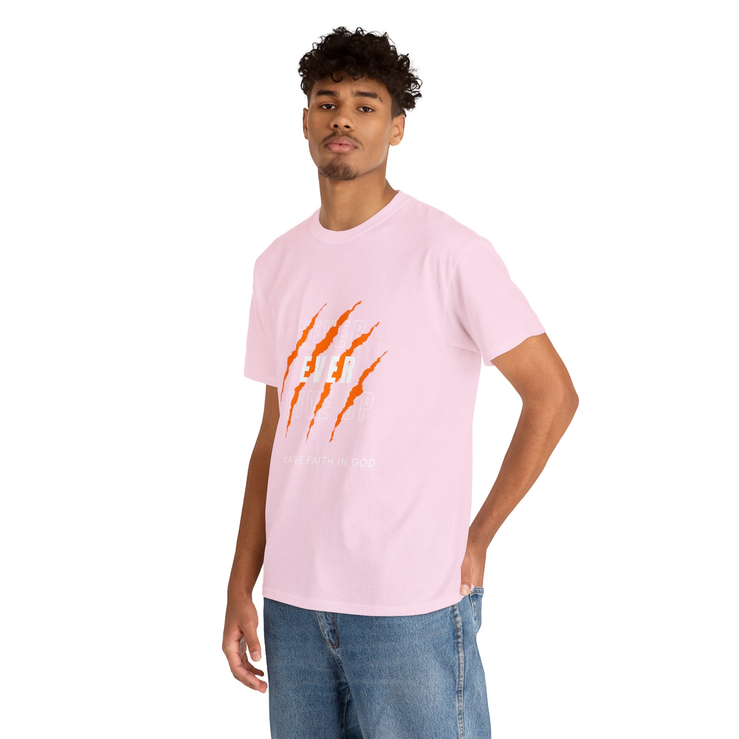 Never Give Up Faith-Inspired Cotton Tee
