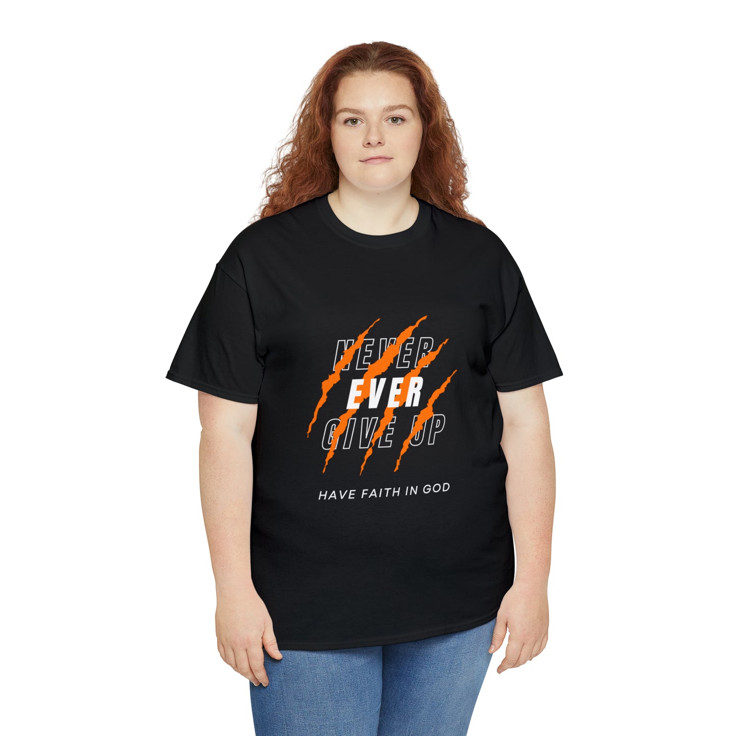 Never Give Up Faith-Inspired Cotton Tee