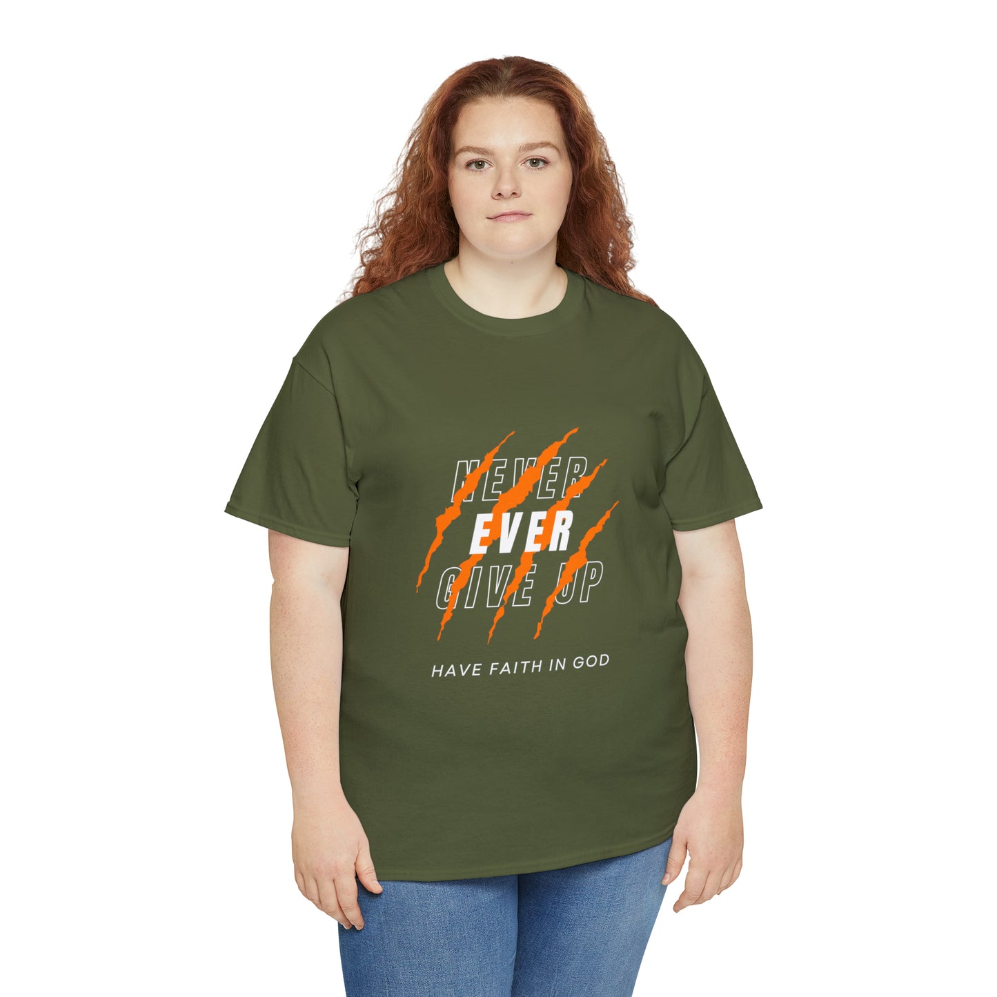 Never Give Up Faith-Inspired Cotton Tee