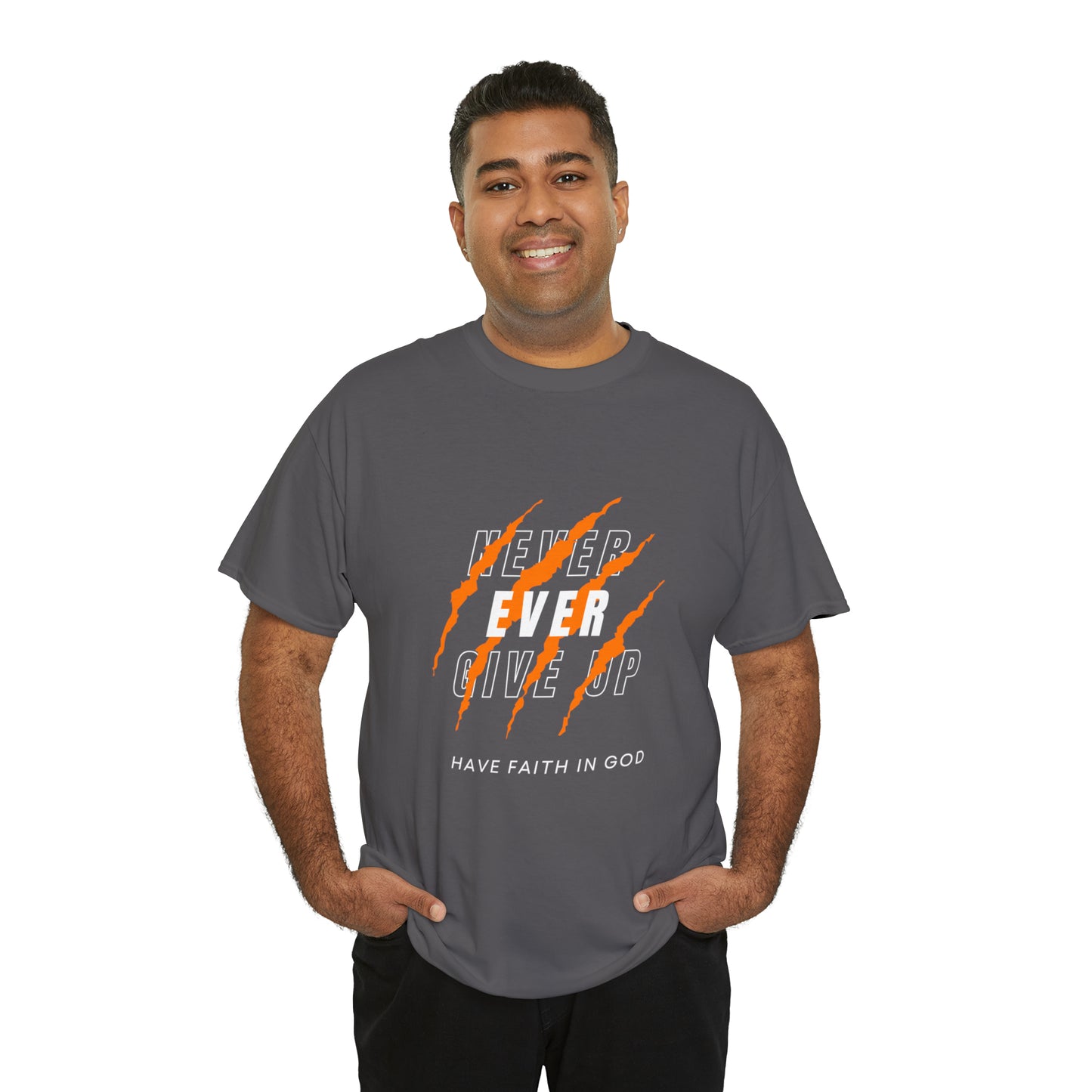 Never Give Up Faith-Inspired Cotton Tee