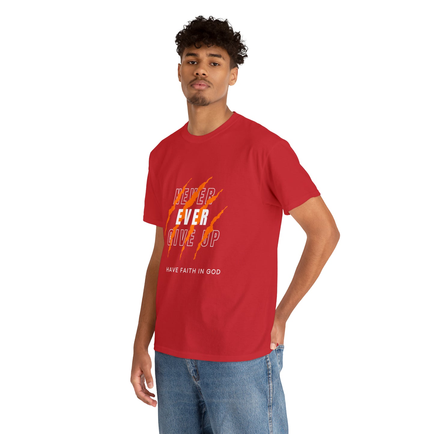 Never Give Up Faith-Inspired Cotton Tee