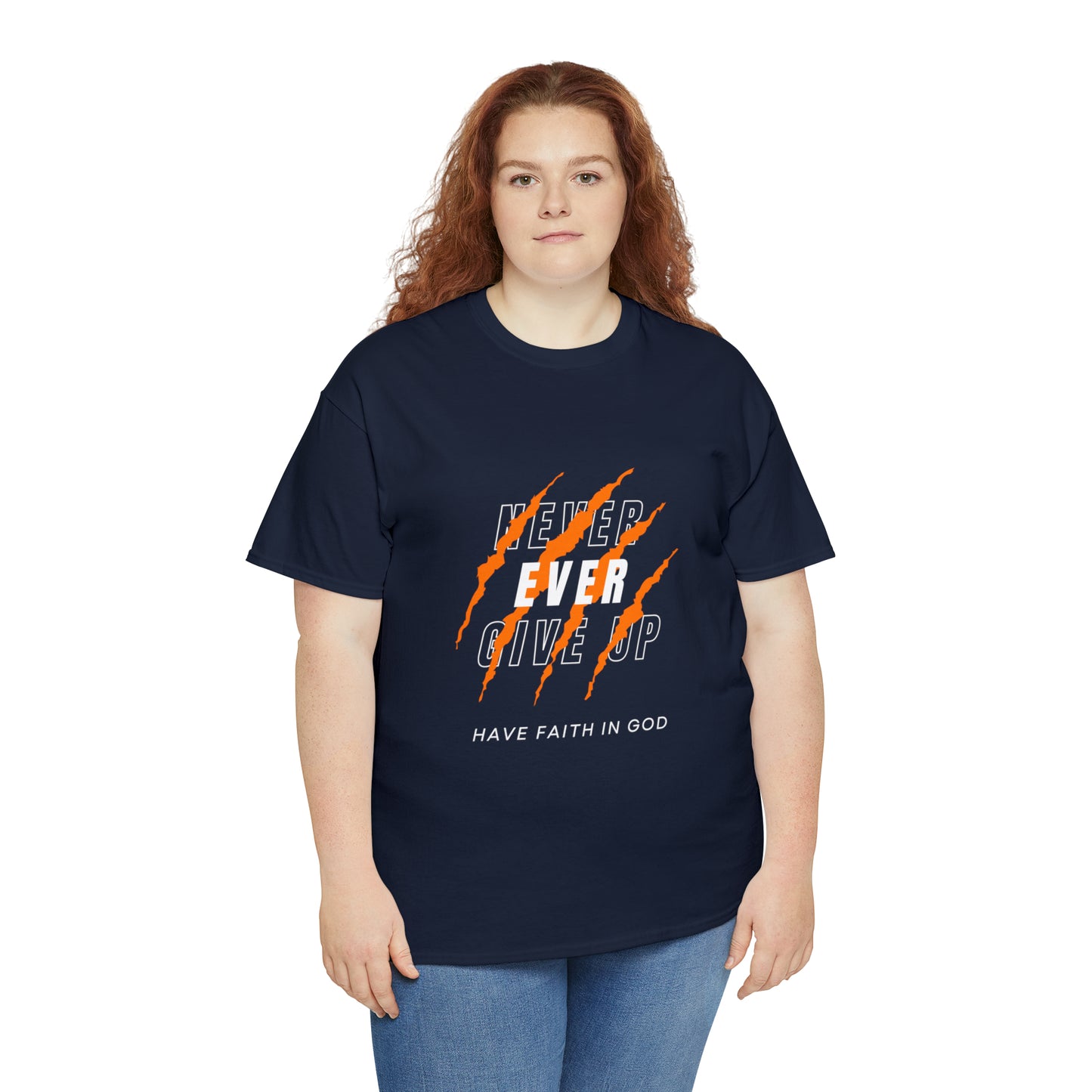 Never Give Up Faith-Inspired Cotton Tee