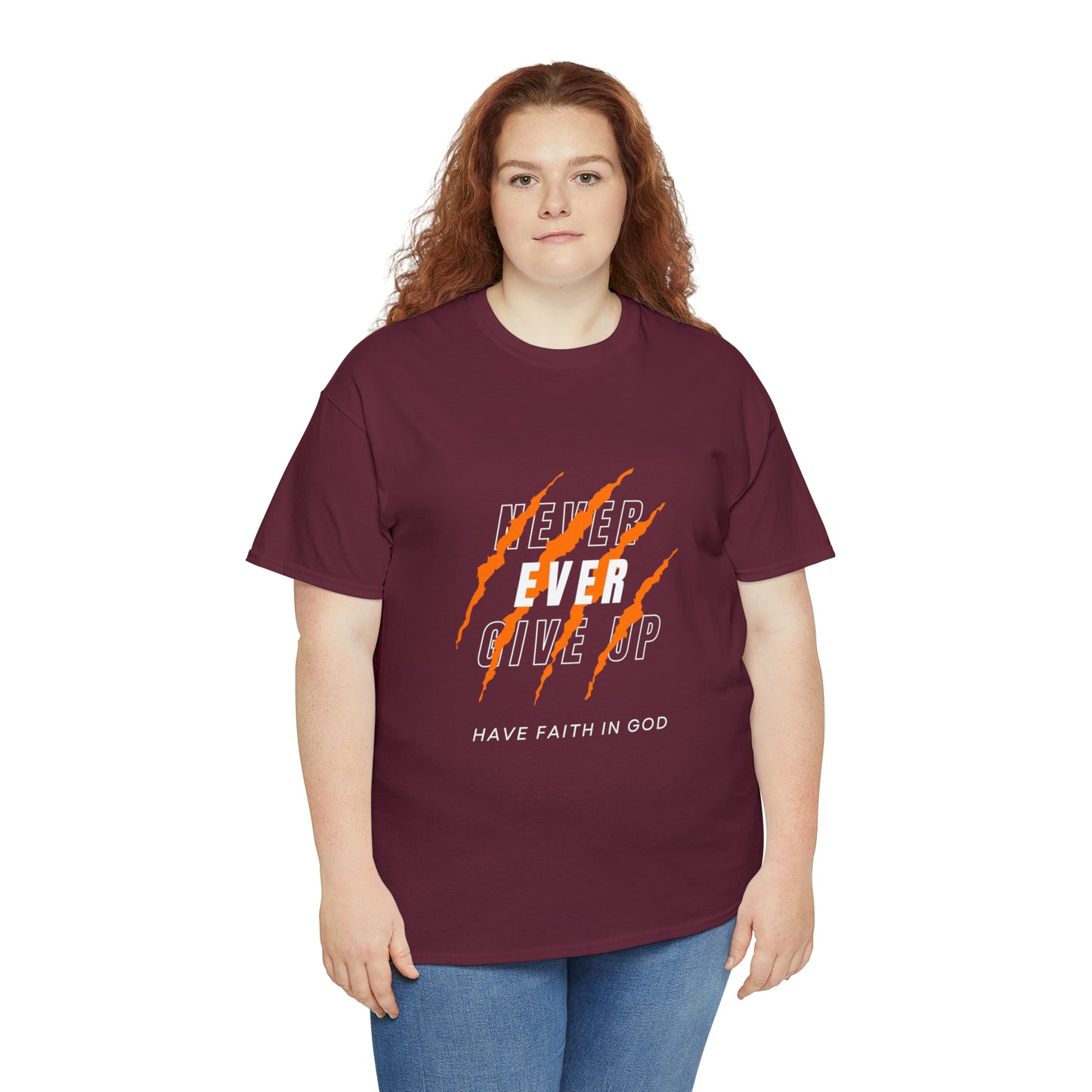 Never Give Up Faith-Inspired Cotton Tee