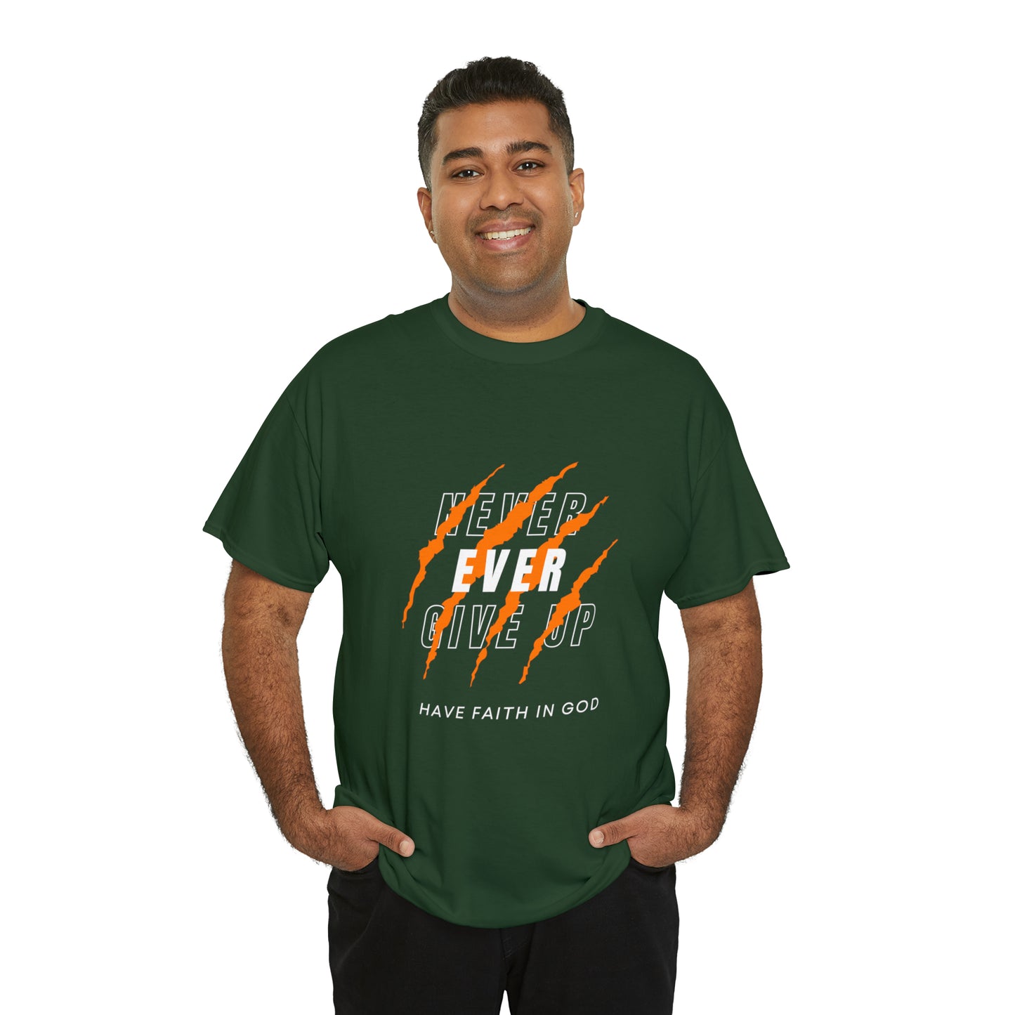 Never Give Up Faith-Inspired Cotton Tee