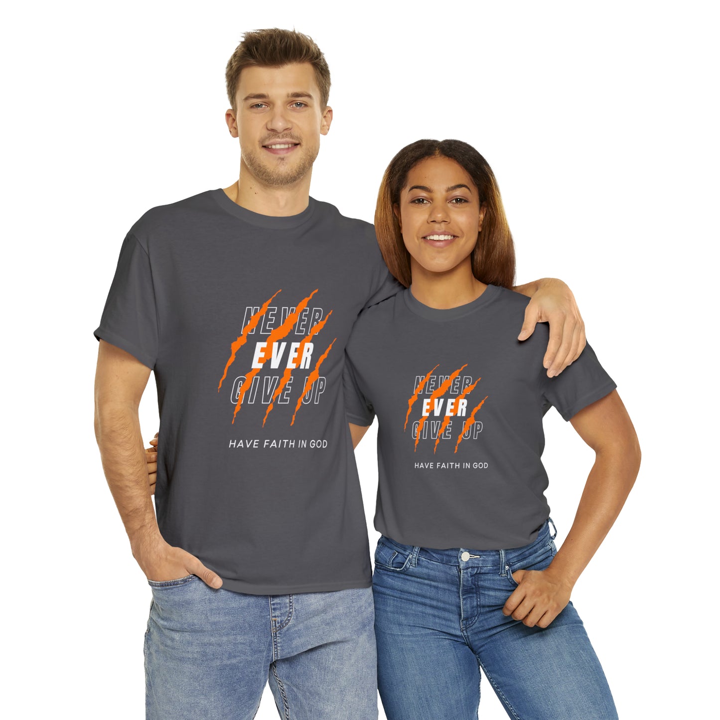 Never Give Up Faith-Inspired Cotton Tee