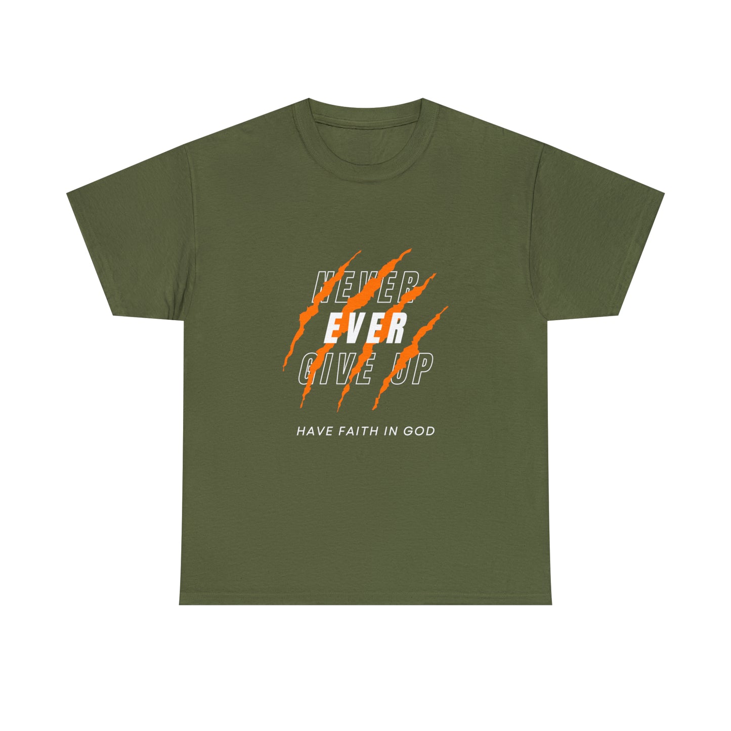 Never Give Up Faith-Inspired Cotton Tee
