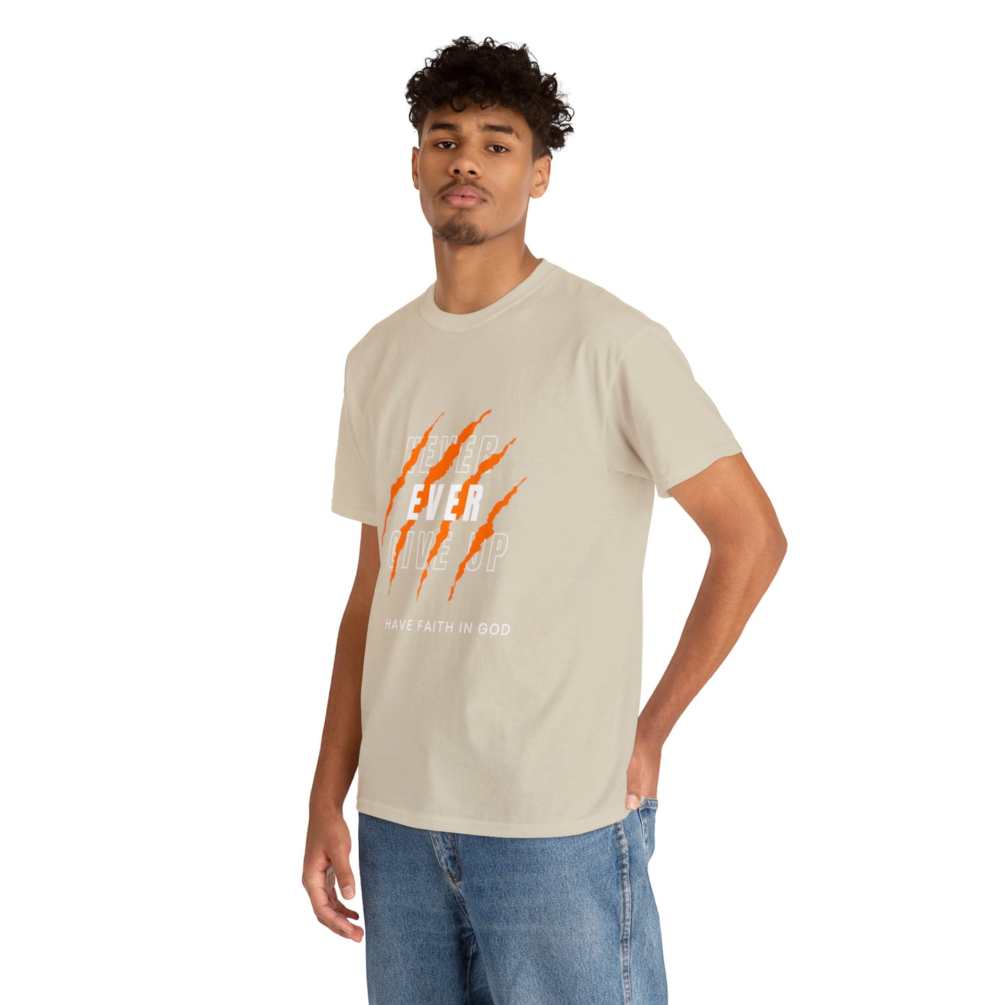 Never Give Up Faith-Inspired Cotton Tee
