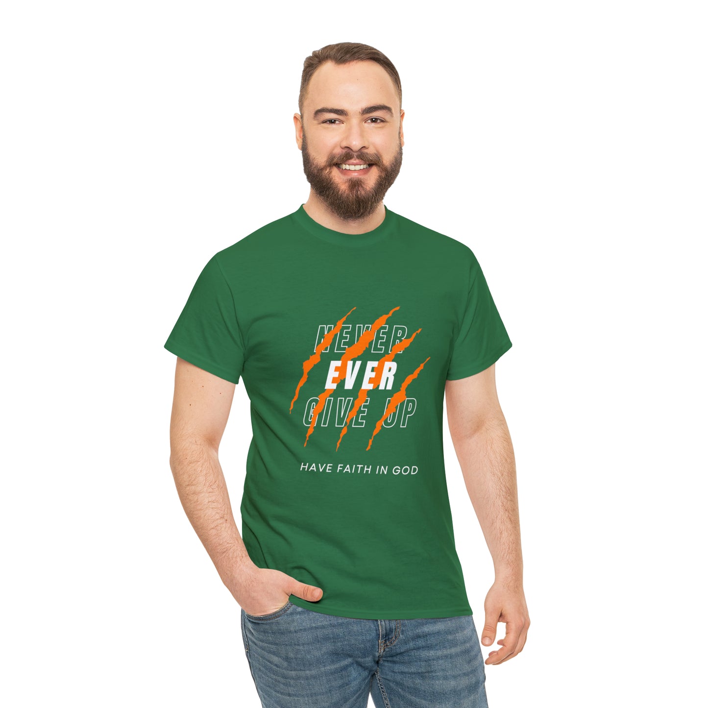 Never Give Up Faith-Inspired Cotton Tee