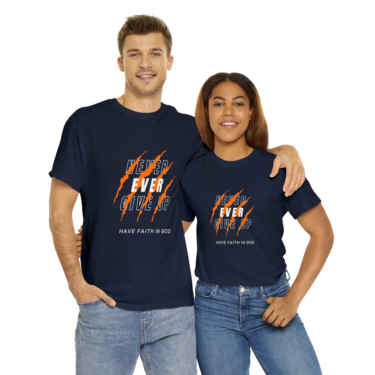 Never Give Up Faith-Inspired Cotton Tee