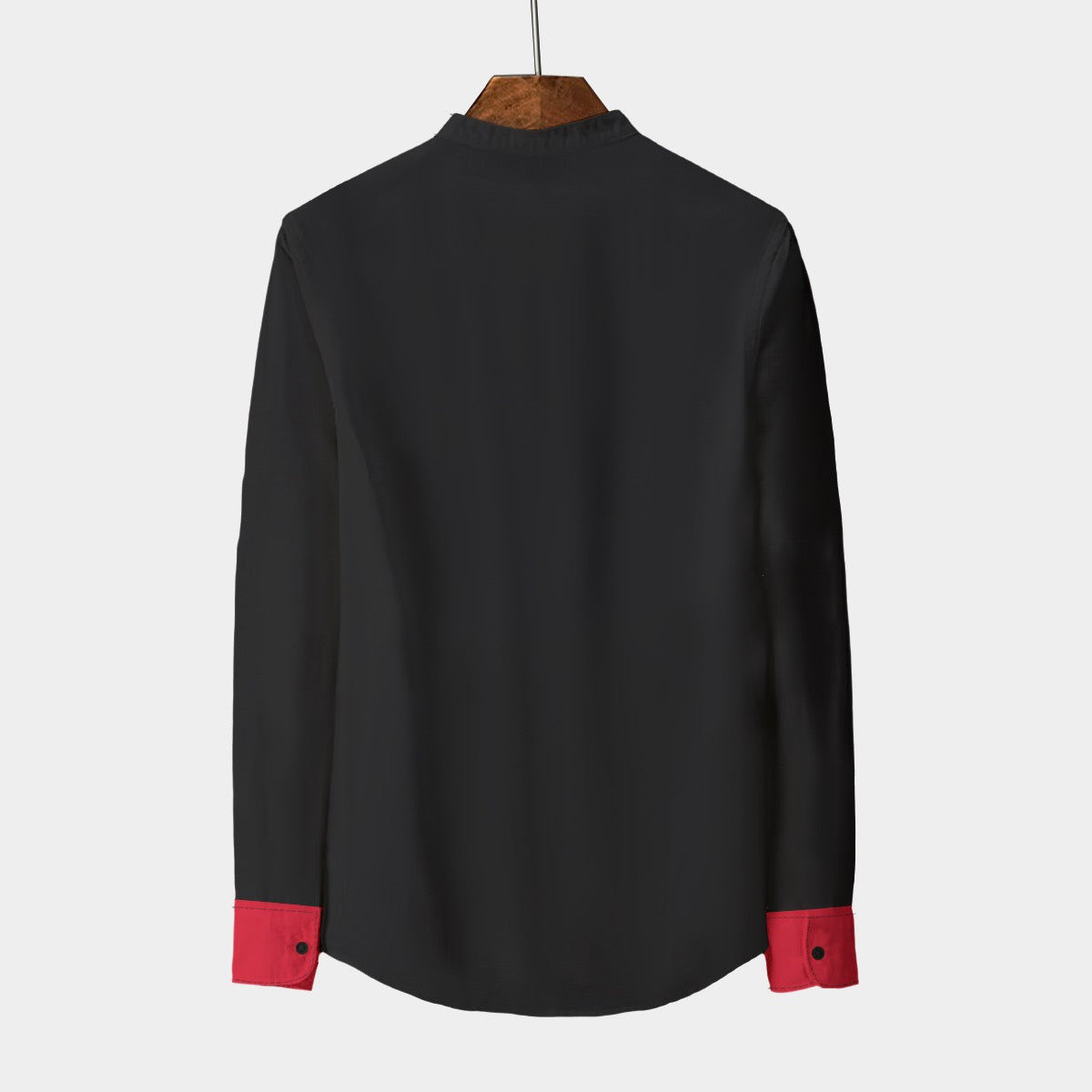 All-Over Print Men's Stand Collar Shirt With Long Sleeve|110GSM Imitation Flax