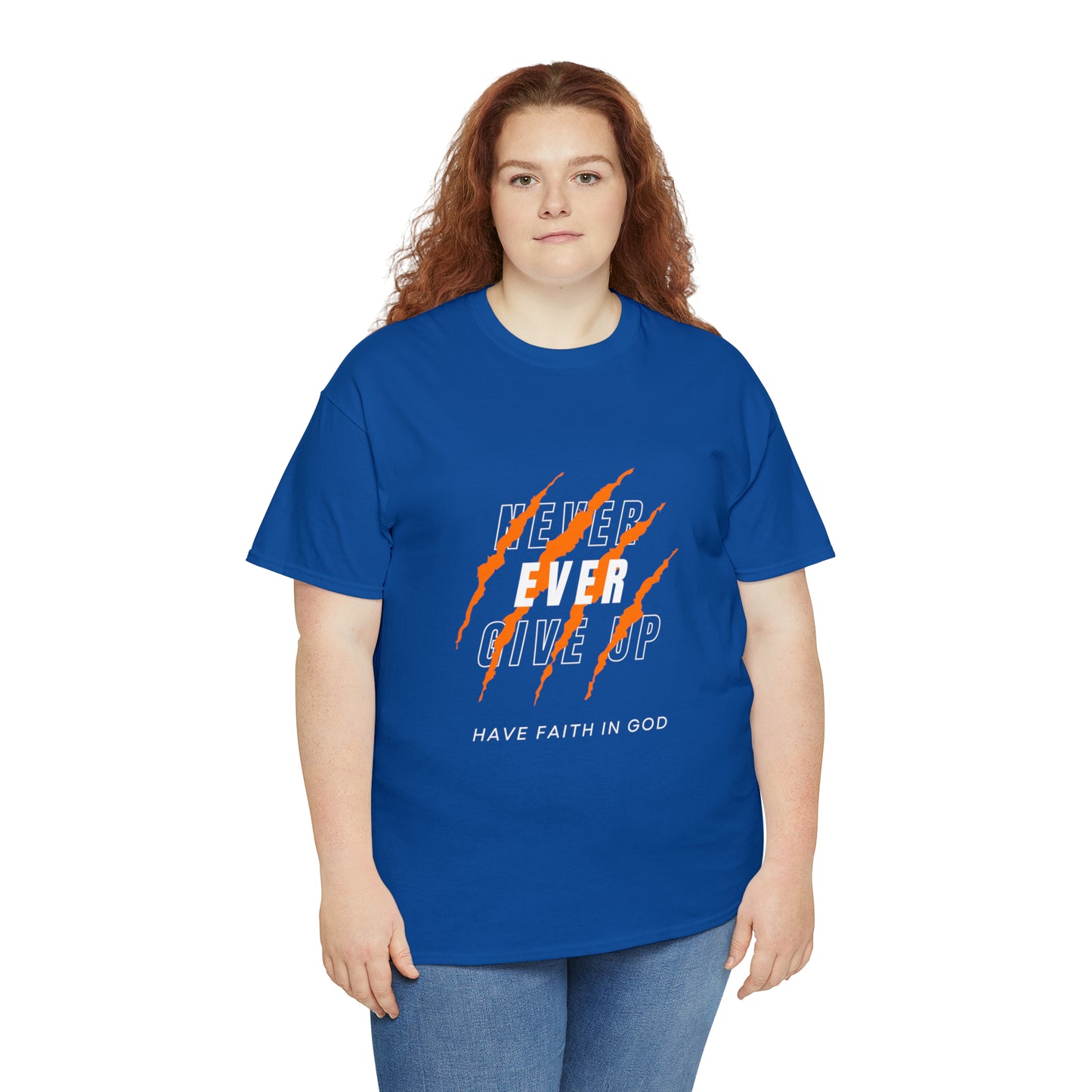 Never Give Up Faith-Inspired Cotton Tee