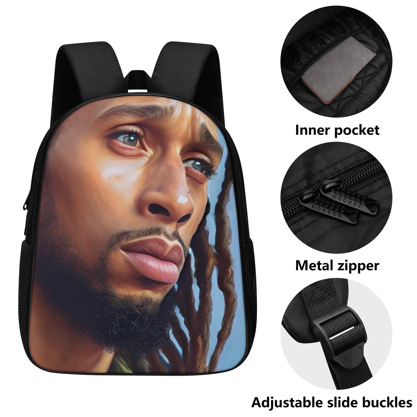 14 Inch Nylon Black Jesus Backpack
