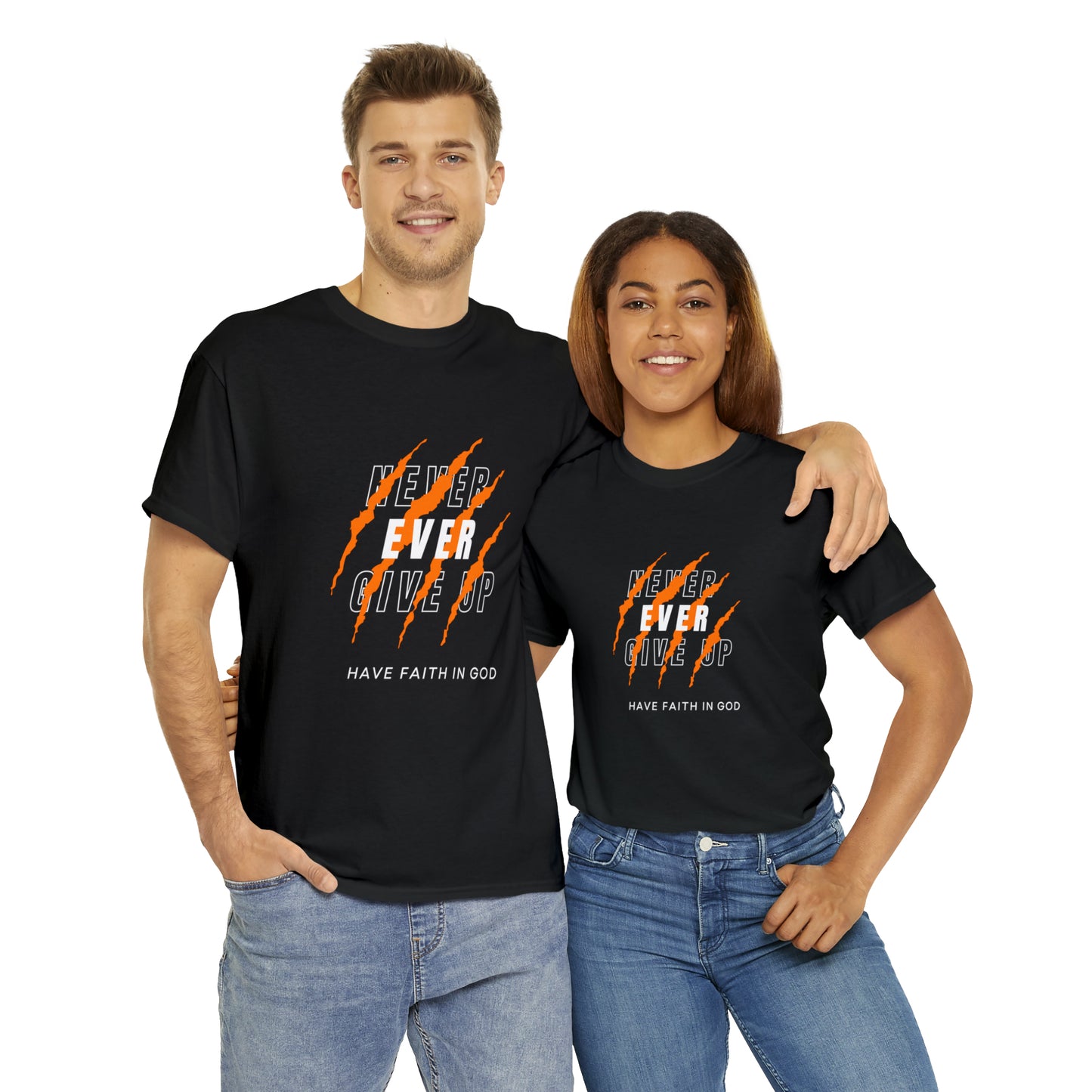 Never Give Up Faith-Inspired Cotton Tee