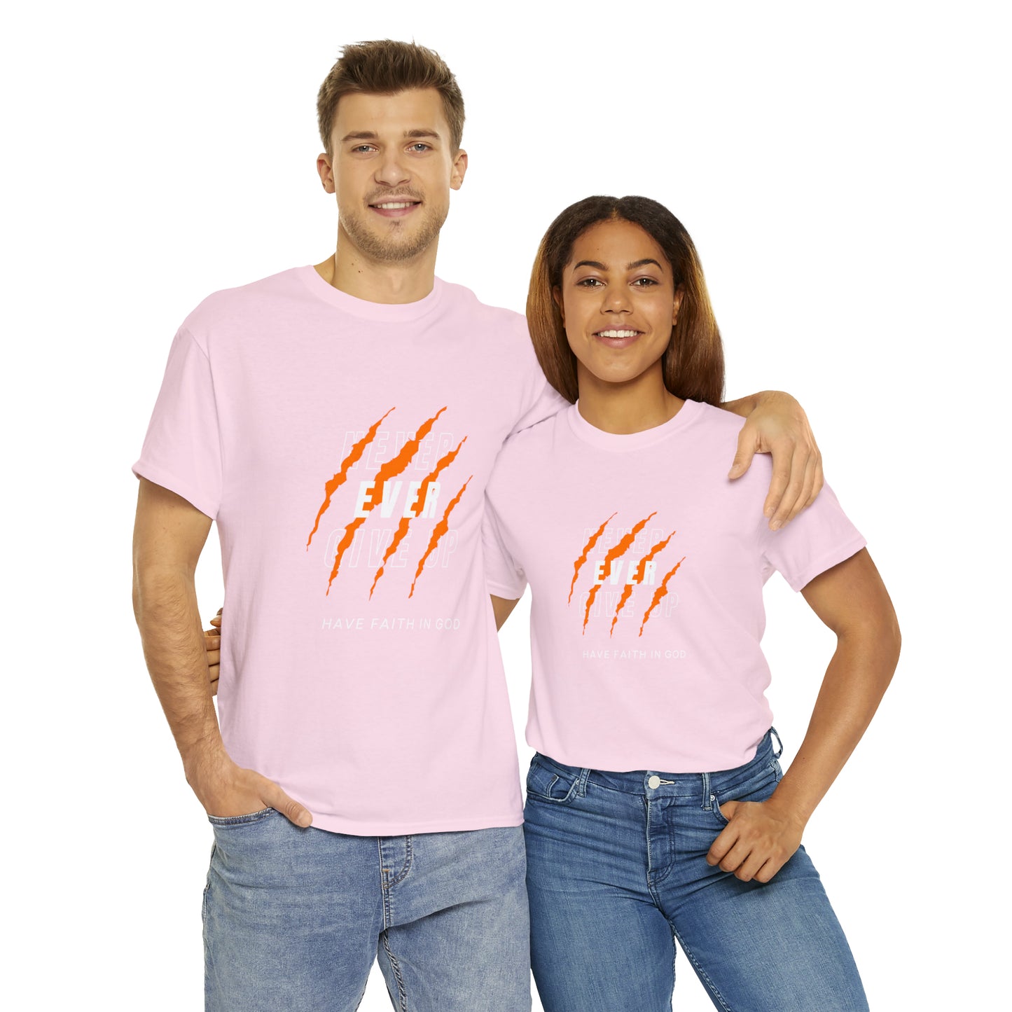 Never Give Up Faith-Inspired Cotton Tee