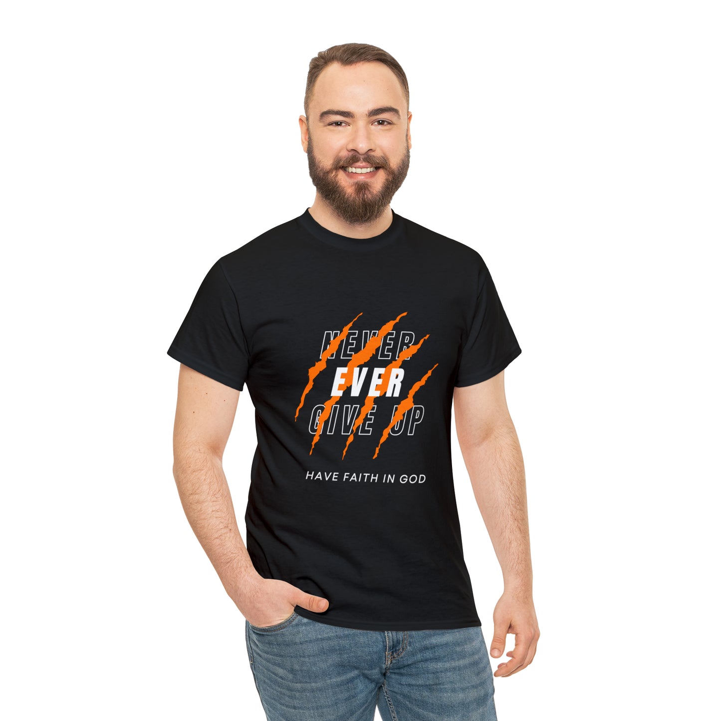 Never Give Up Faith-Inspired Cotton Tee
