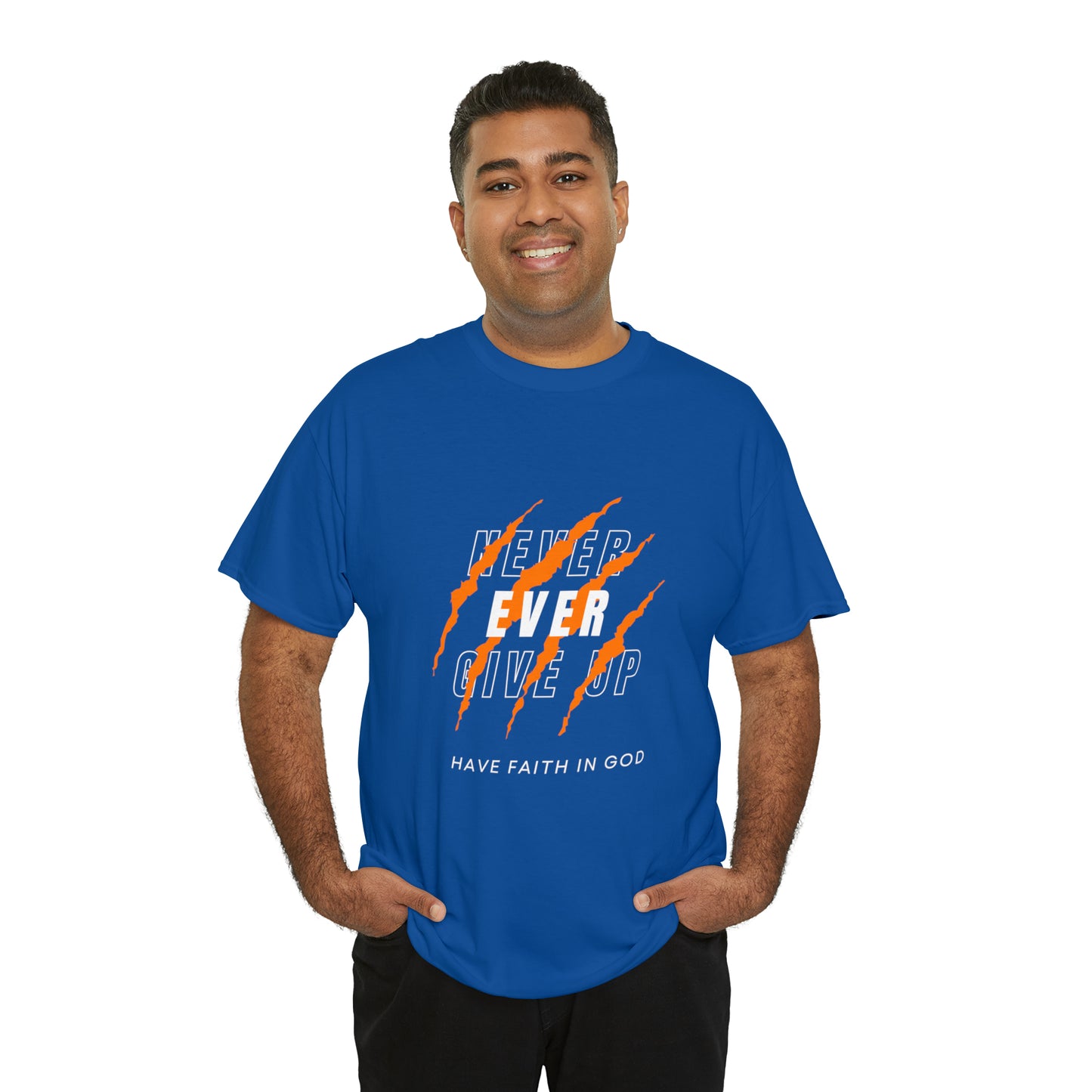 Never Give Up Faith-Inspired Cotton Tee