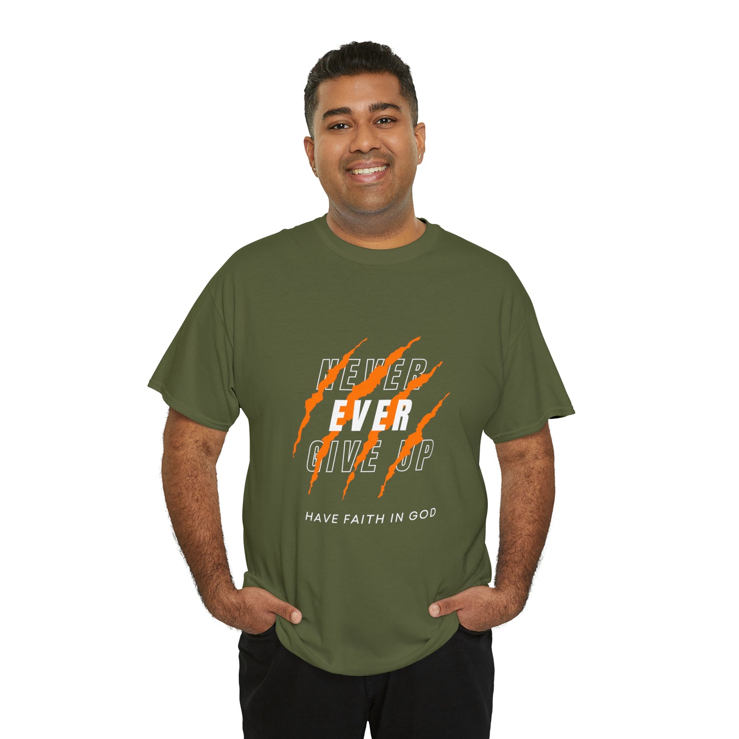 Never Give Up Faith-Inspired Cotton Tee