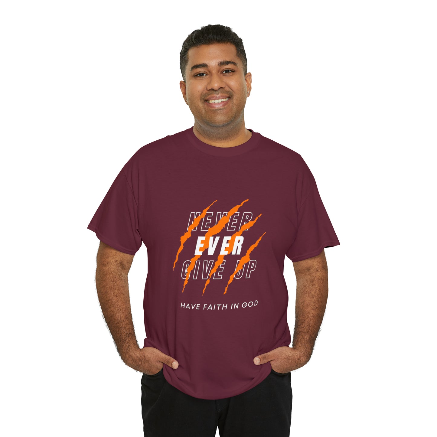Never Give Up Faith-Inspired Cotton Tee