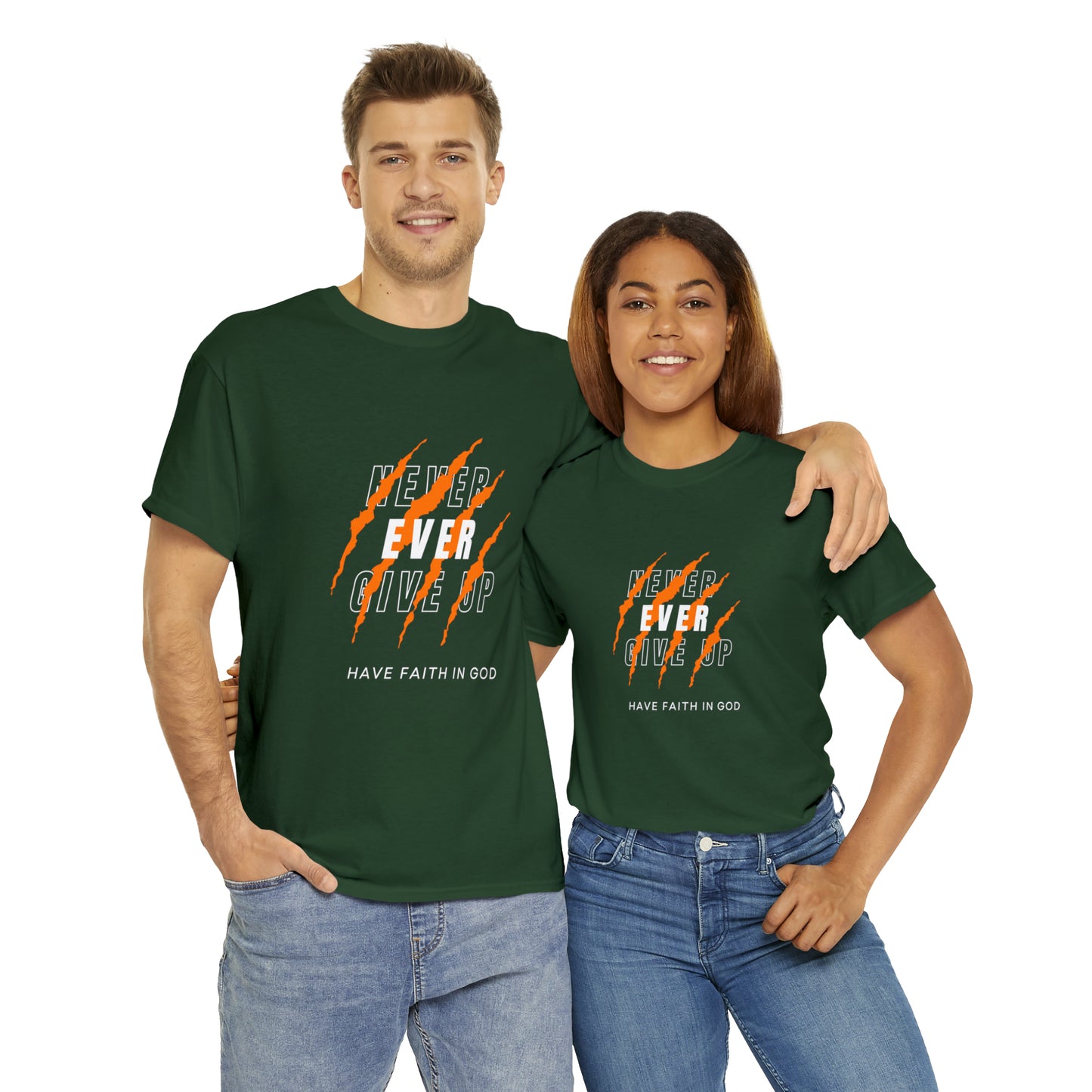 Never Give Up Faith-Inspired Cotton Tee