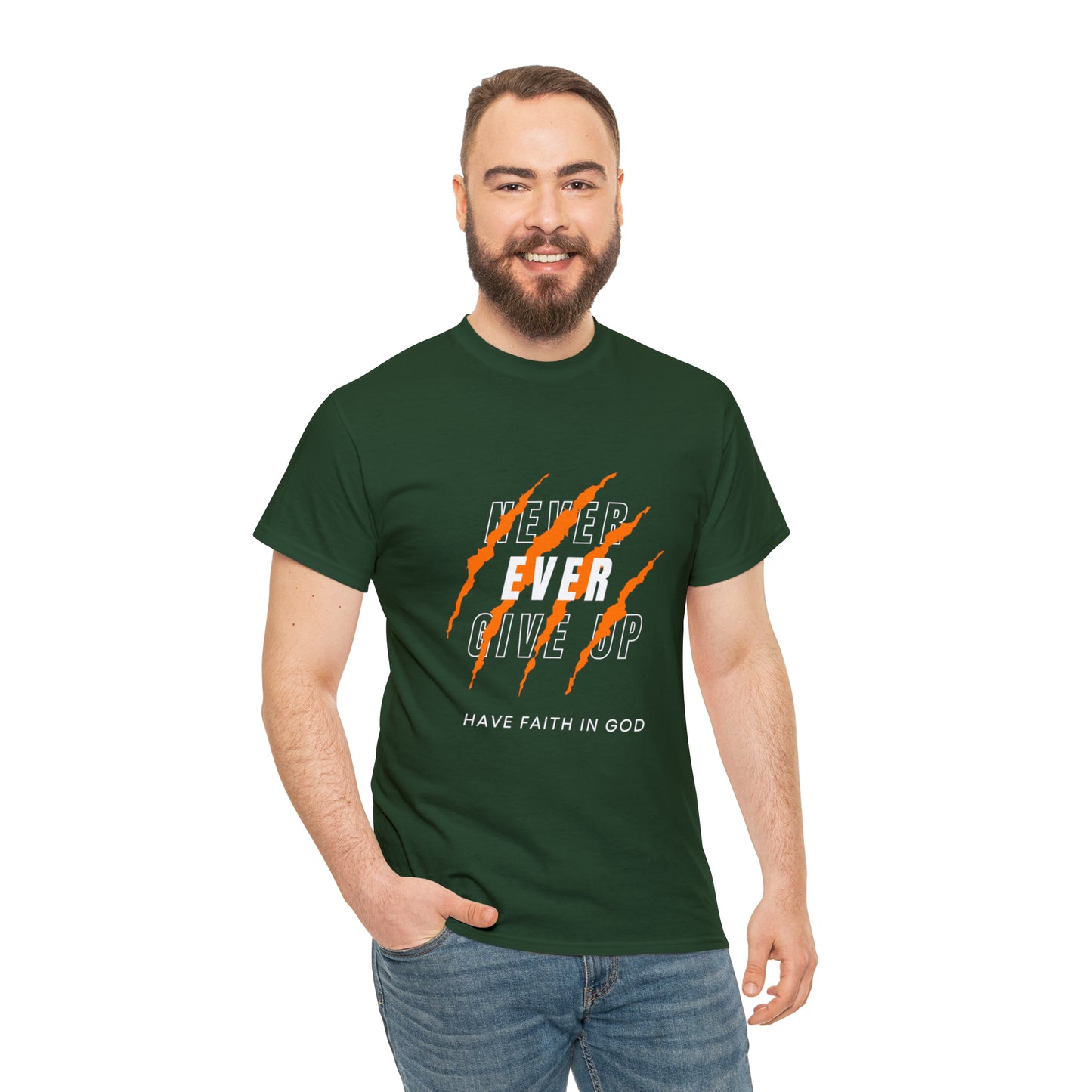 Never Give Up Faith-Inspired Cotton Tee