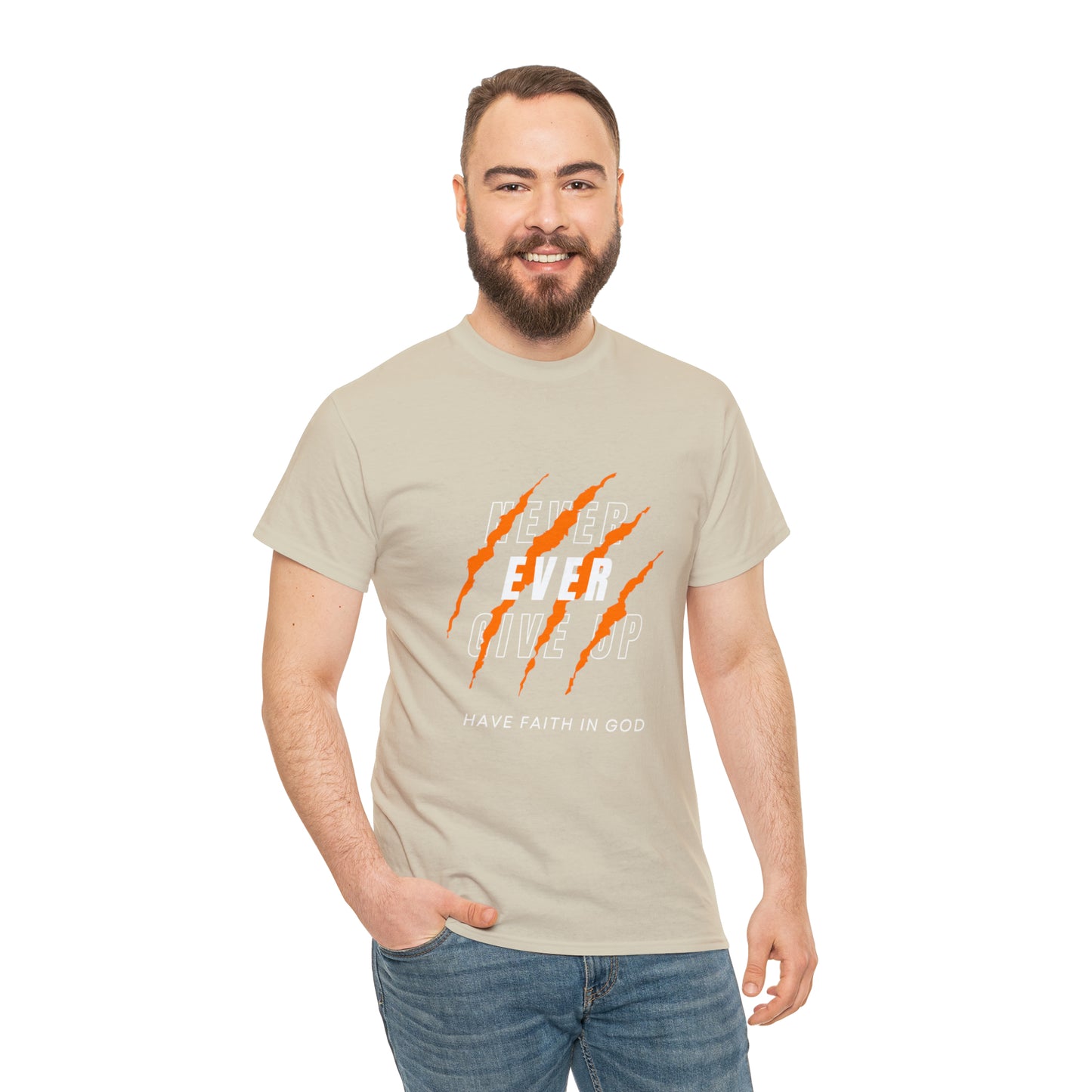Never Give Up Faith-Inspired Cotton Tee