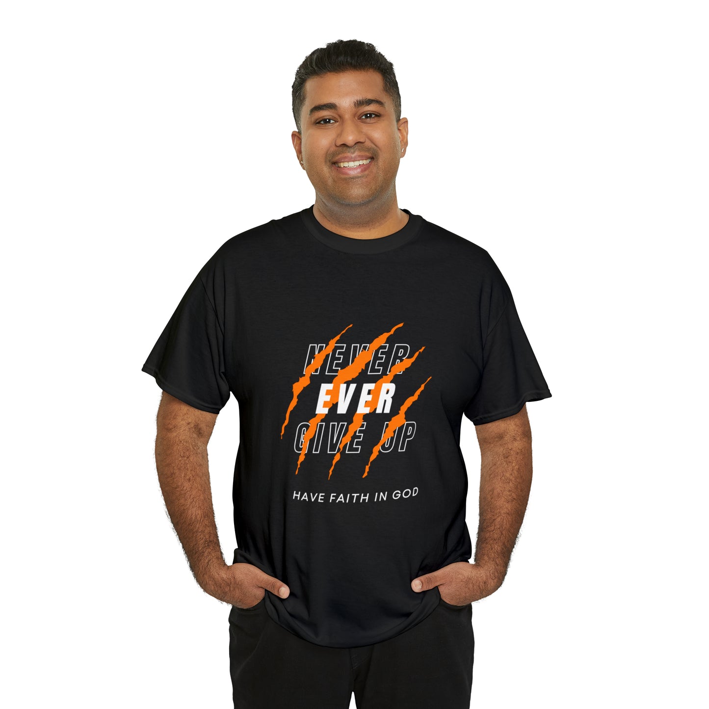 Never Give Up Faith-Inspired Cotton Tee