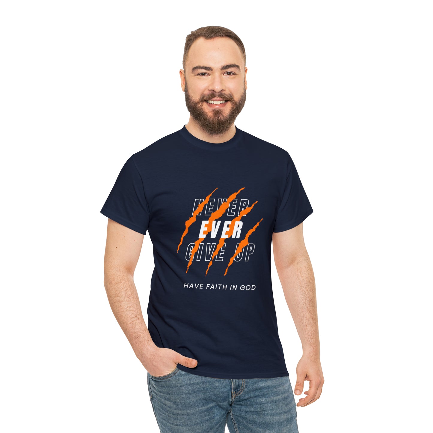 Never Give Up Faith-Inspired Cotton Tee