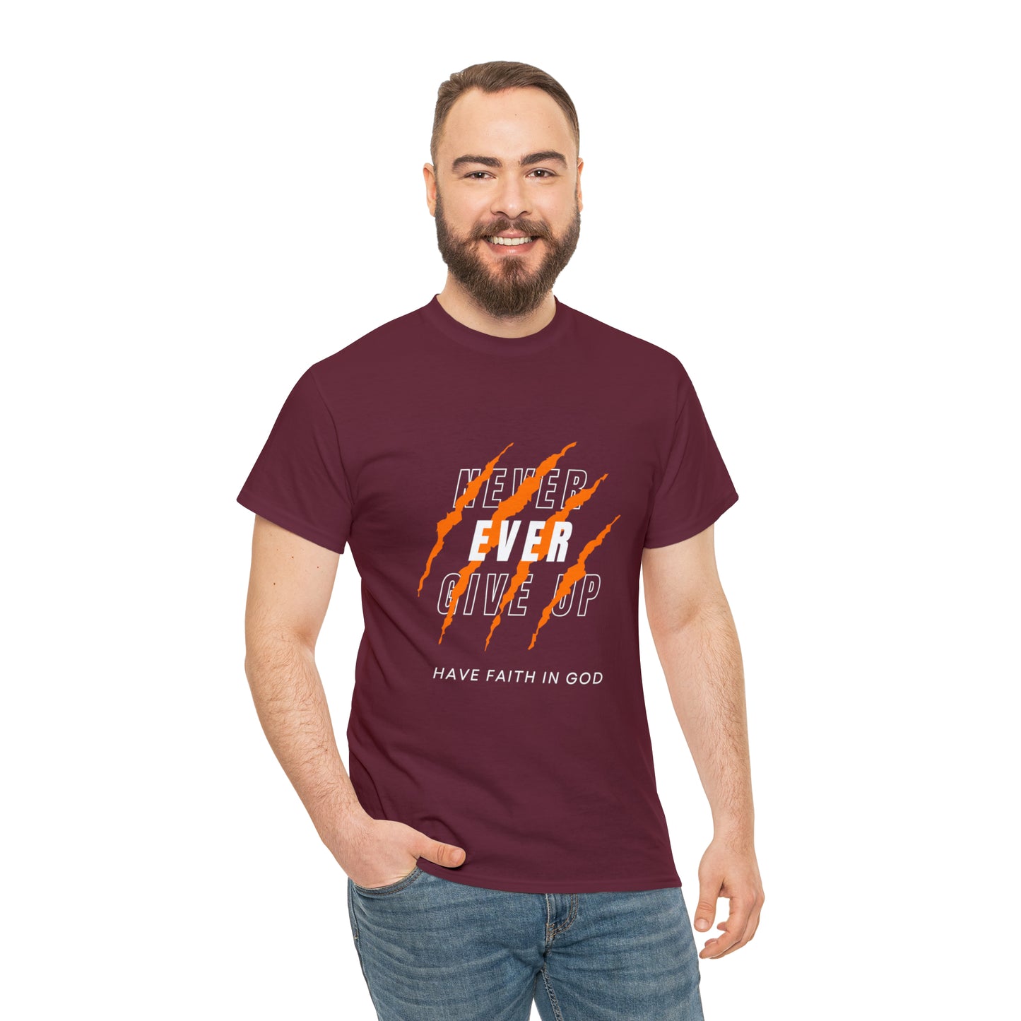 Never Give Up Faith-Inspired Cotton Tee
