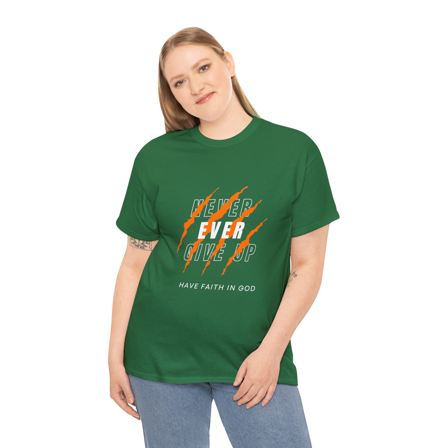 Never Give Up Faith-Inspired Cotton Tee