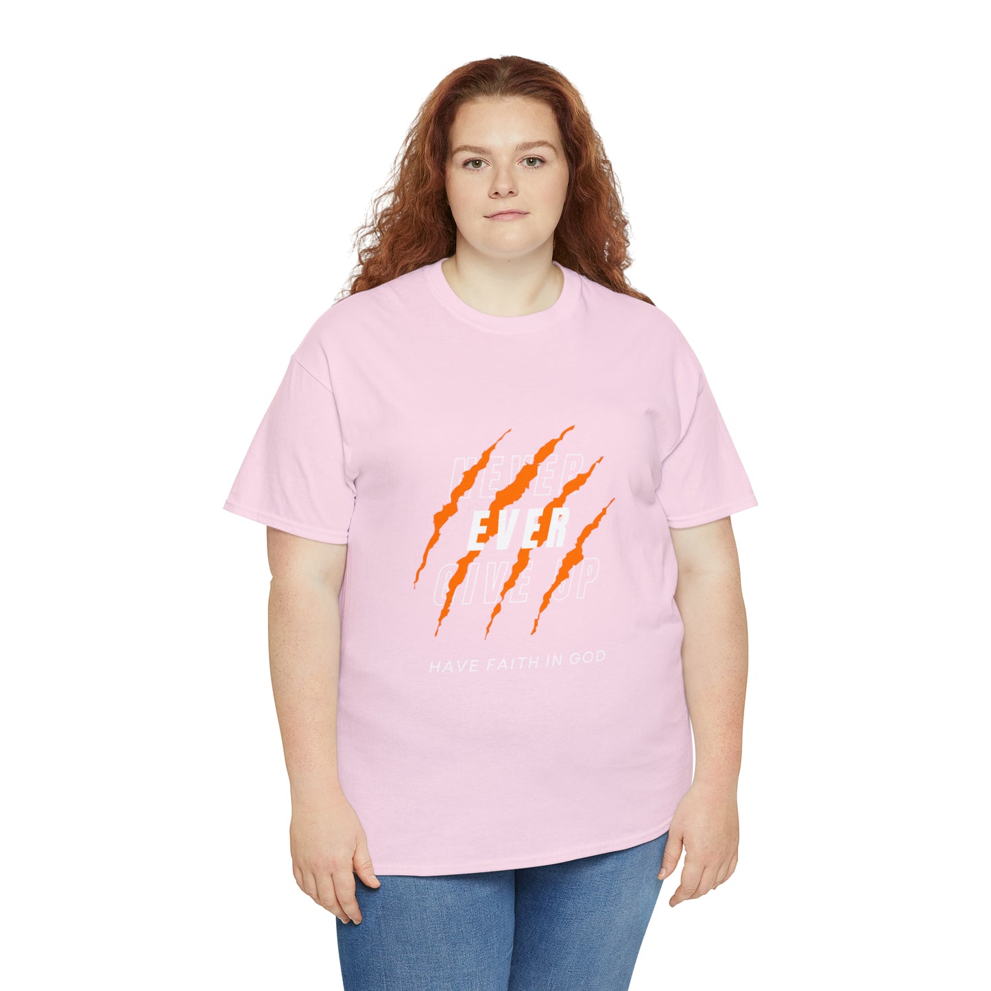 Never Give Up Faith-Inspired Cotton Tee