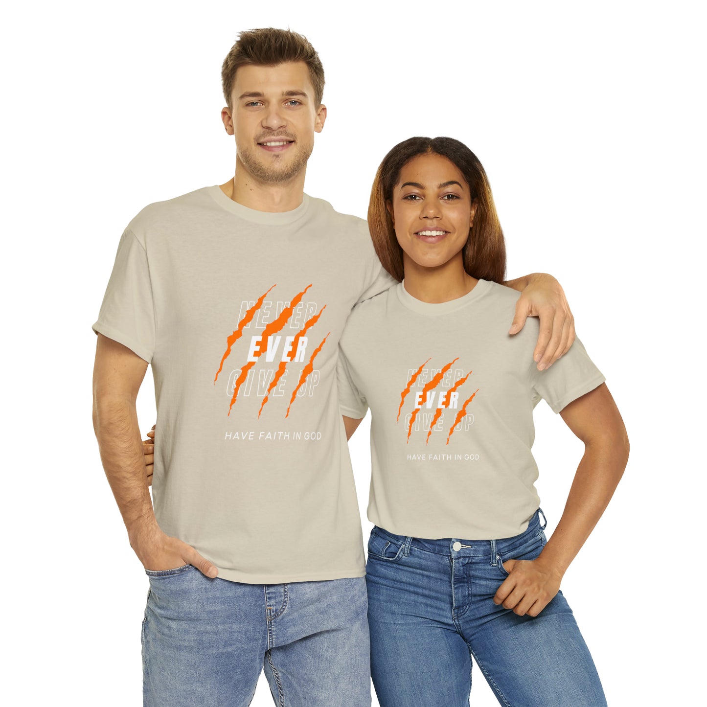 Never Give Up Faith-Inspired Cotton Tee