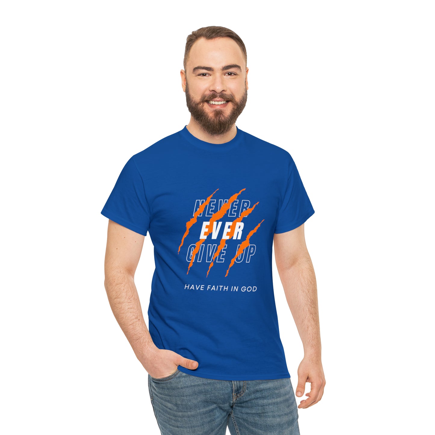 Never Give Up Faith-Inspired Cotton Tee
