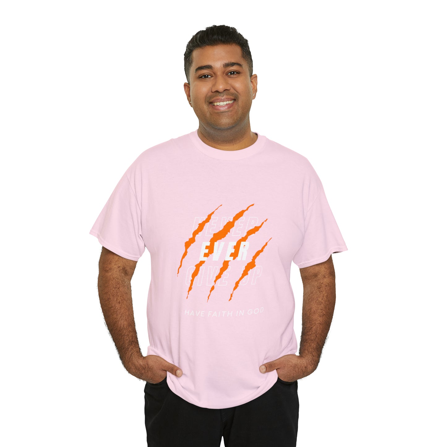 Never Give Up Faith-Inspired Cotton Tee