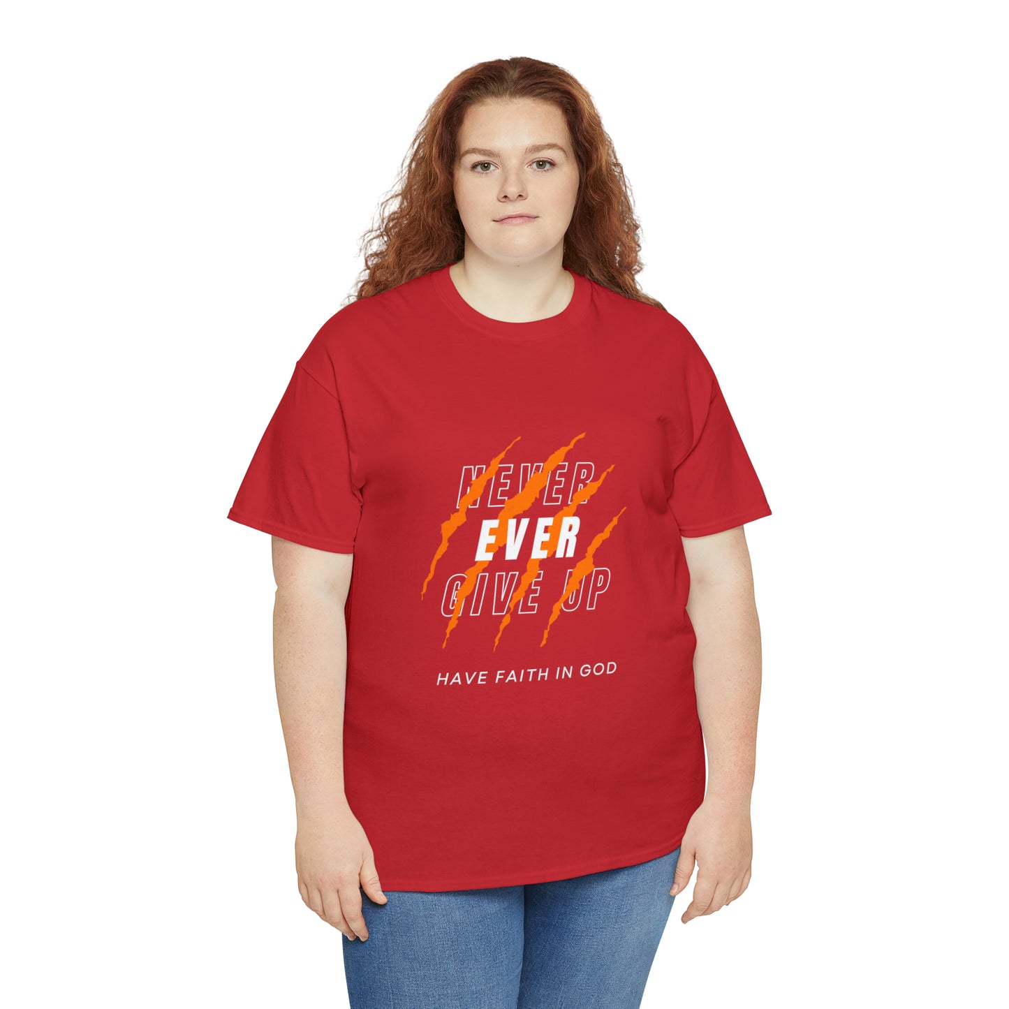 Never Give Up Faith-Inspired Cotton Tee