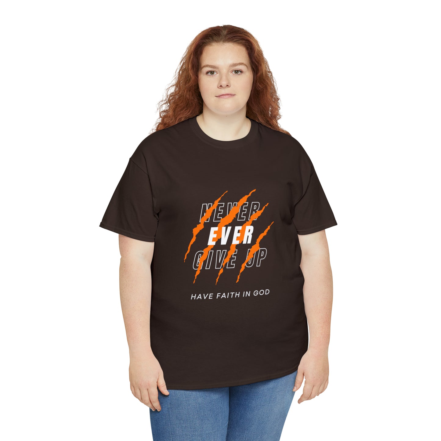 Never Give Up Faith-Inspired Cotton Tee