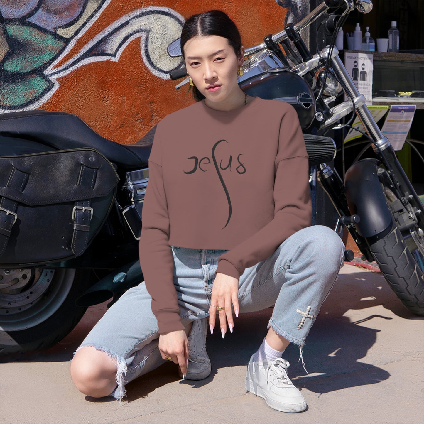 Women's Jesus Cropped Sweatshirt