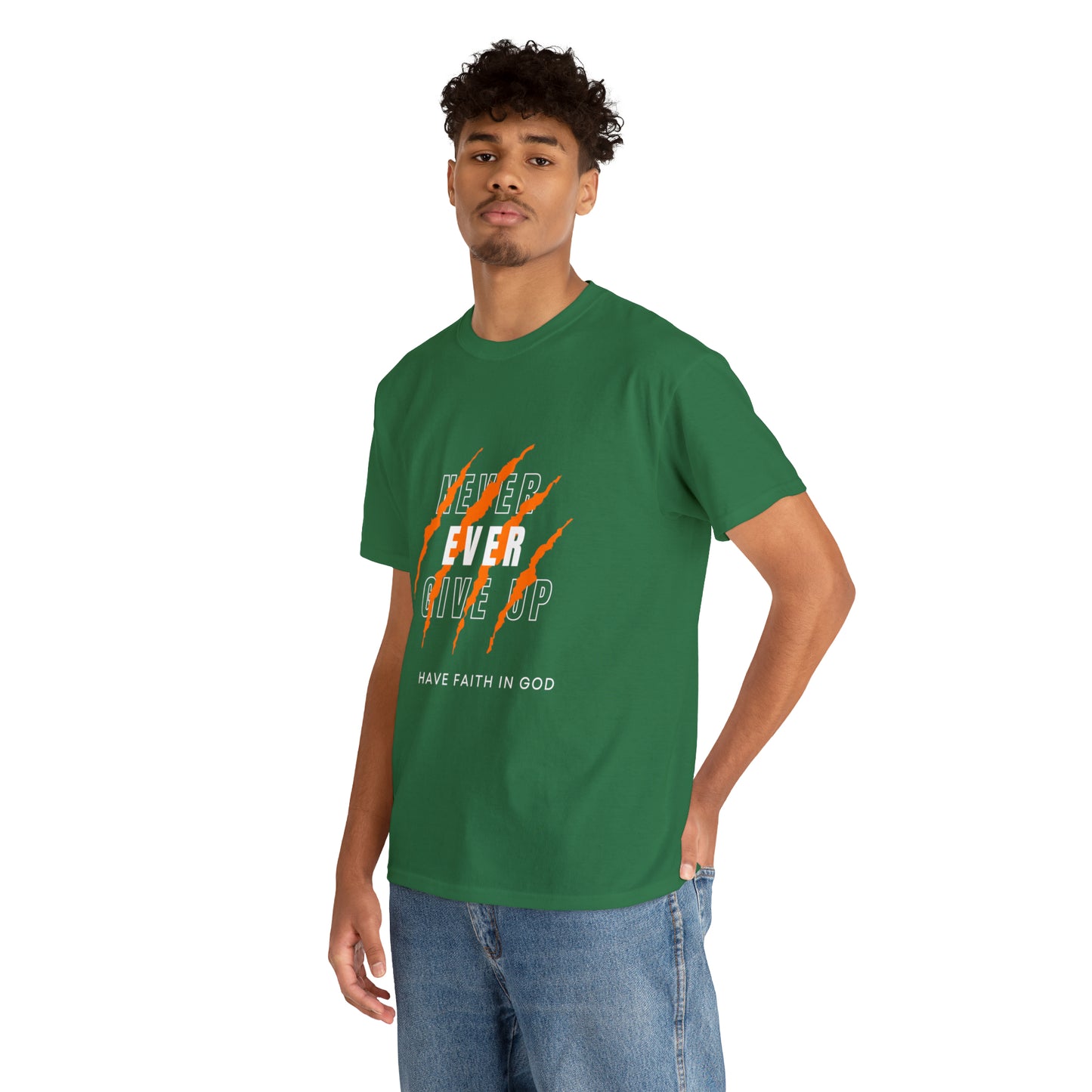 Never Give Up Faith-Inspired Cotton Tee
